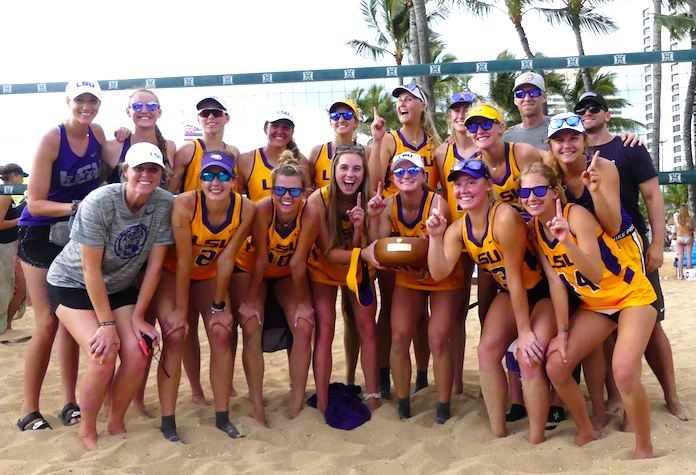 LSU celebrates its big victory in Hawai